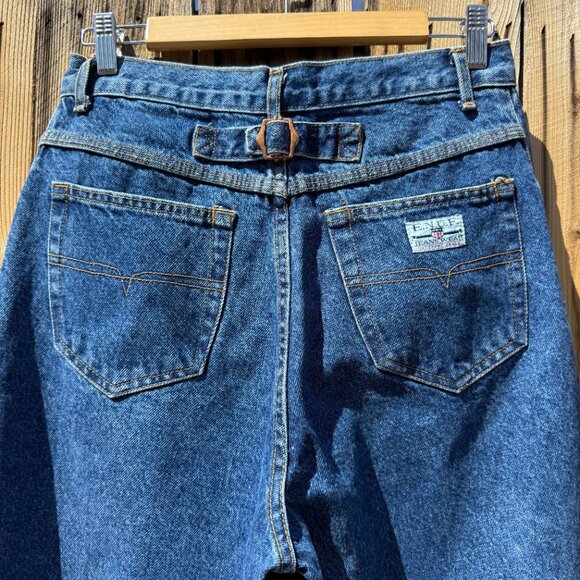 Vintage Denim 90s Enuf Buckle Back Straight Leg Blue Jeans | Size 29 X 30 - Picture 8 of 12